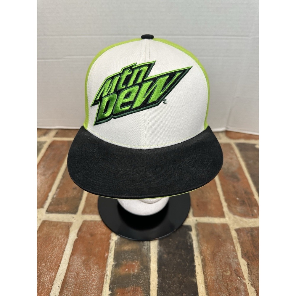 Mtn. Mountain Dew Snapback Flat Bill‎ Hat Embroidered Logo Black Green 2014 Cap